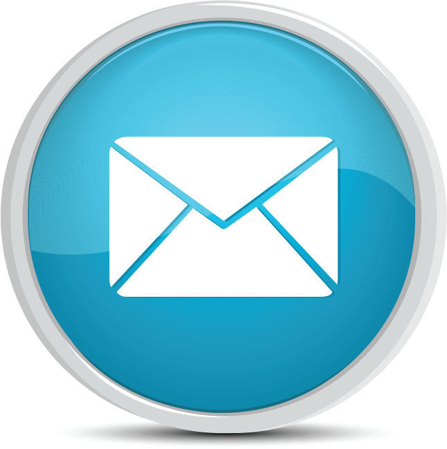White envelope on blue background