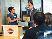 Accepting an award