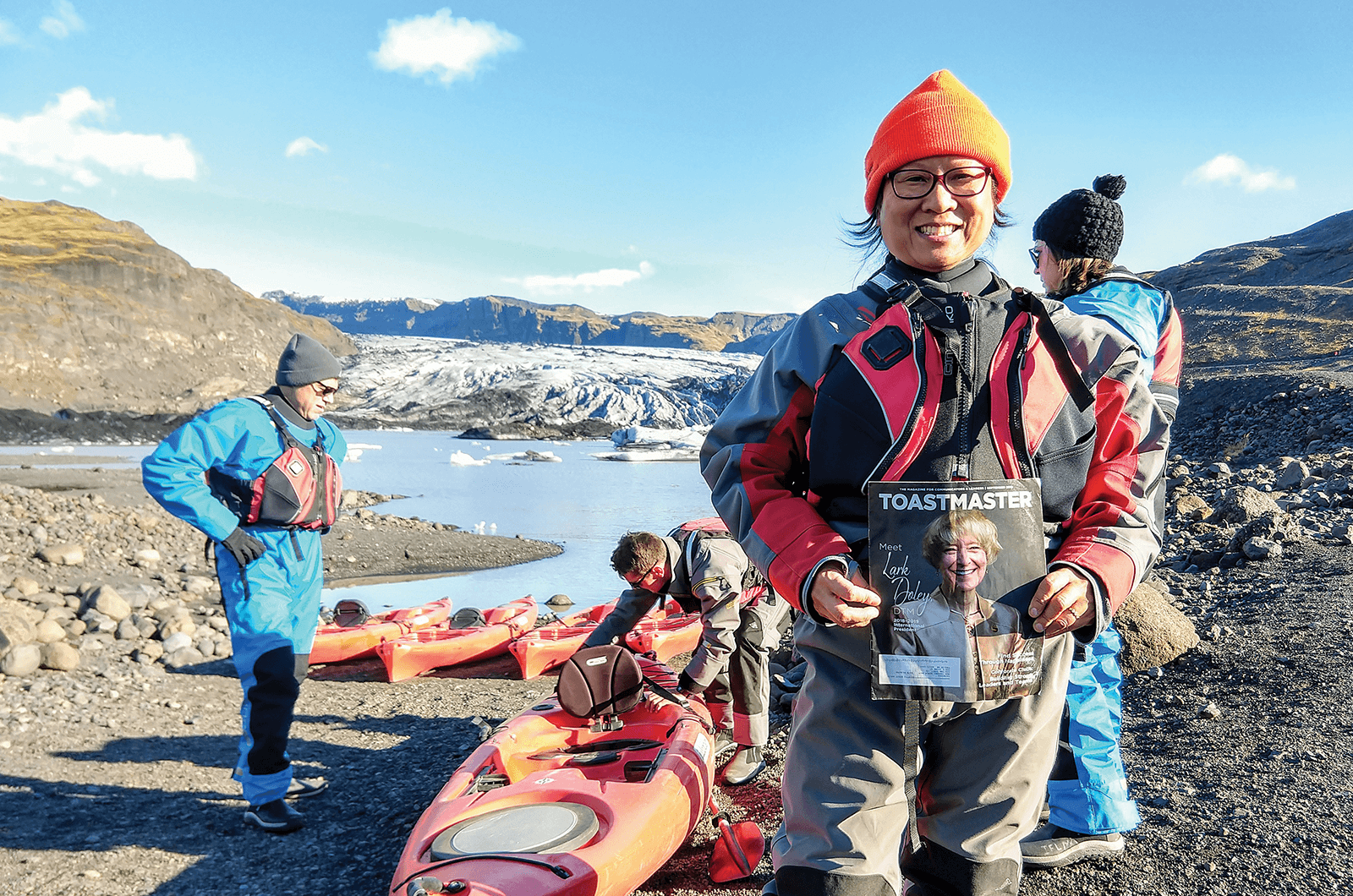 Siu Yan Scott, CC, of Euclid, Ohio, carves her own path at the Sólheimajökull glacier in southern Iceland.