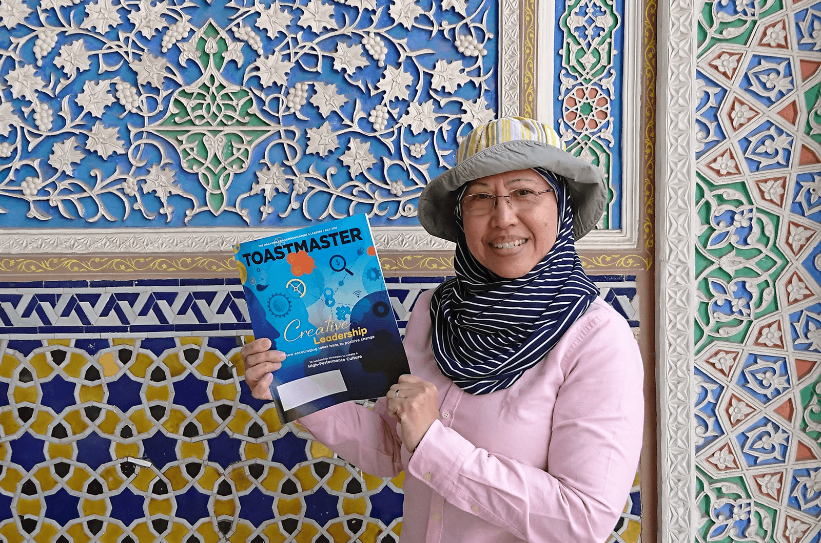 Azizah Abu-Hassan, DTM, of Seremban, Malaysia, explores the Handicraft Museum in Tashkent, Uzbekistan.