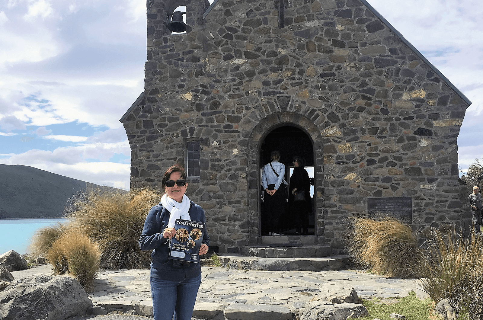 Adriana Arias Restrepo of Fort Lauderdale, Florida, explores the Church of the Good Shepherd on the shores of Lake Tekapo, New Zealand.