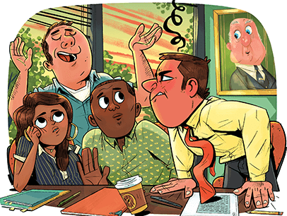 Illustration of co-workers being annoyed