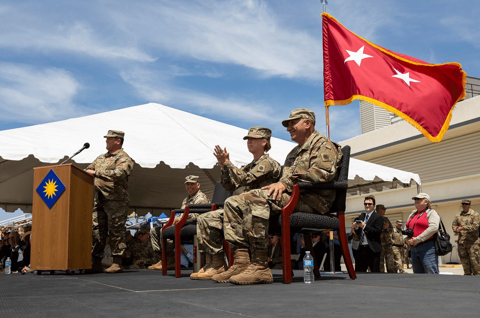 U.S. Army Maj. Gen. Laura Yeager takes command of the California Army National Guard's 40th Infantry Division during a ceremony on June 29, 2019, at Joint Forces Training Base in Los Alamitos, California. Yeager is the first woman to command a U.S. Army infantry division. *Photos by the California National Guard