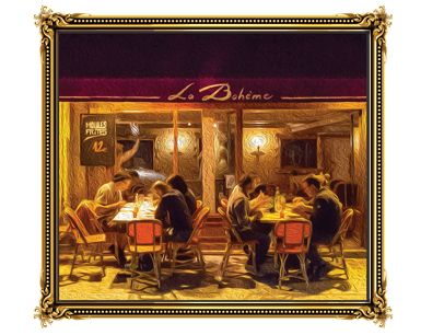 Image of painting with Paris, in rain