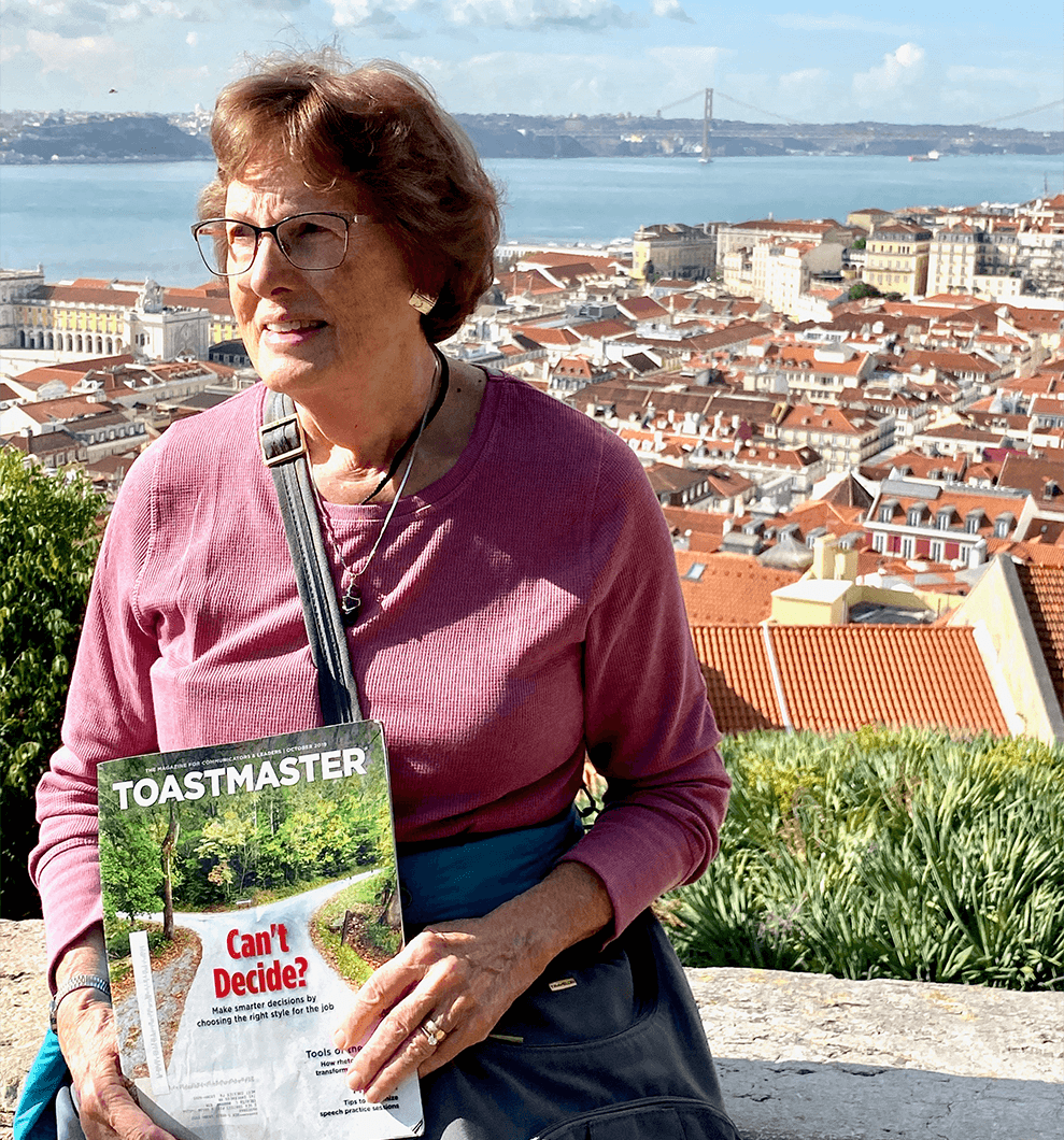 Terry Marran, DTM, of West Chester, Pennsylvania, looks over Lisbon, Portugal.