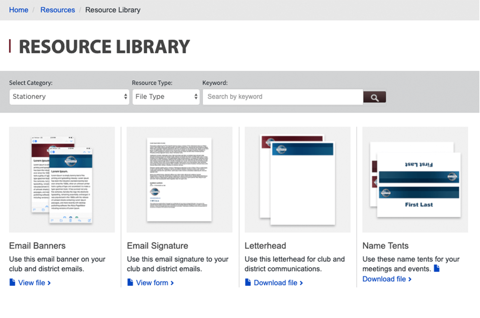 Samples of documents in the Resource Library on the Toastmasters International website