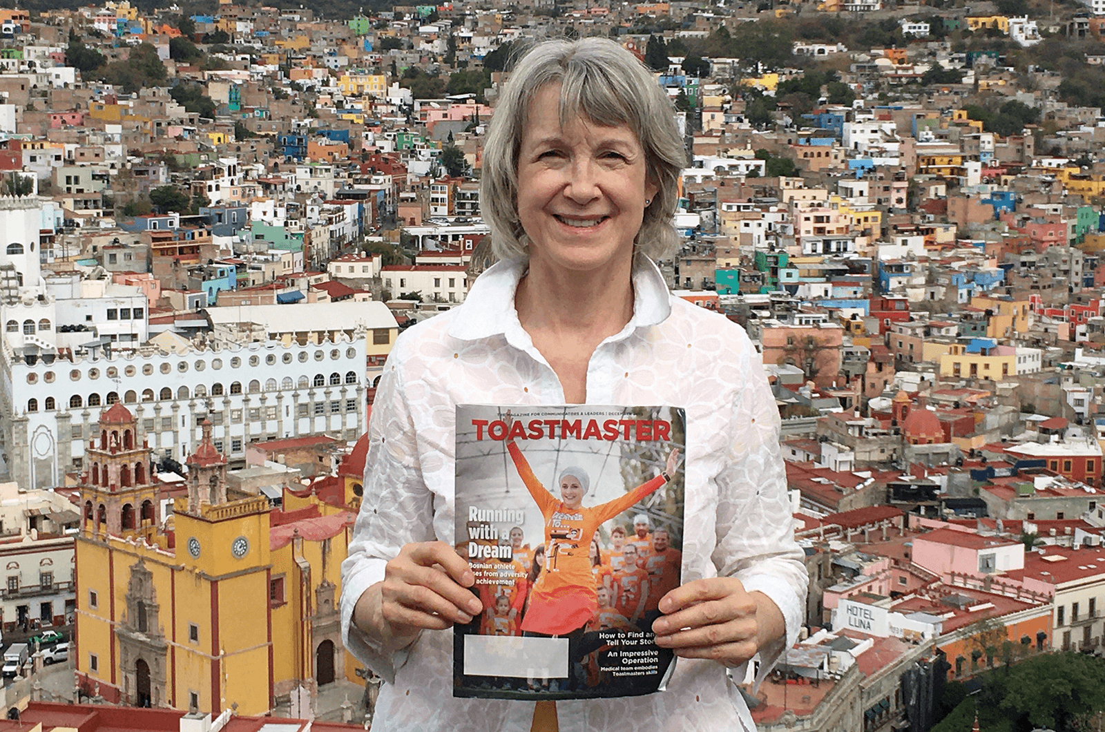 Barbara Sugawara of Surrey, British Columbia, Canada, overlooks the colorful town of Guanajuato, Mexico, which was named a UNESCO World Heritage Site in 1988.