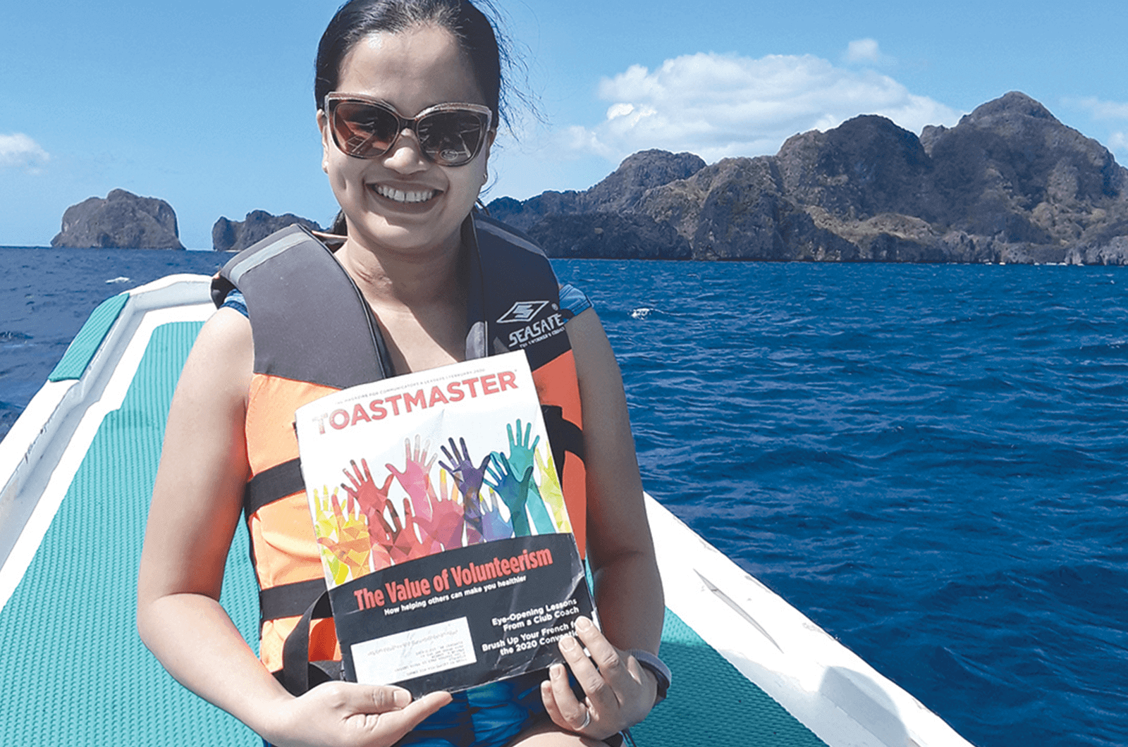 Rowena Garcia of Elmhurst, New York, U.S., enjoys the views in El Nido, Palwan, Philippines.