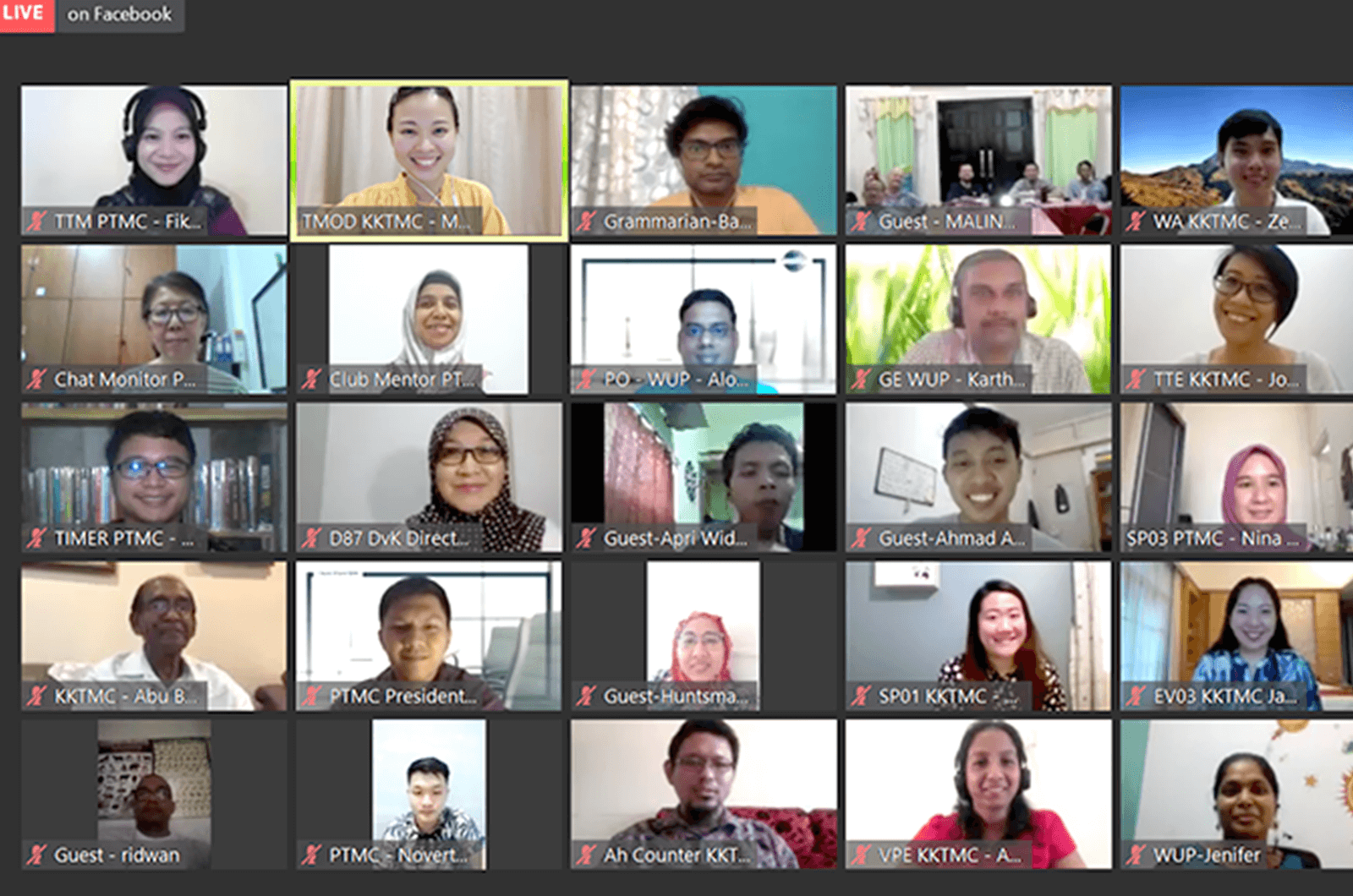 Group of Toastmasters in a Zoom meeting