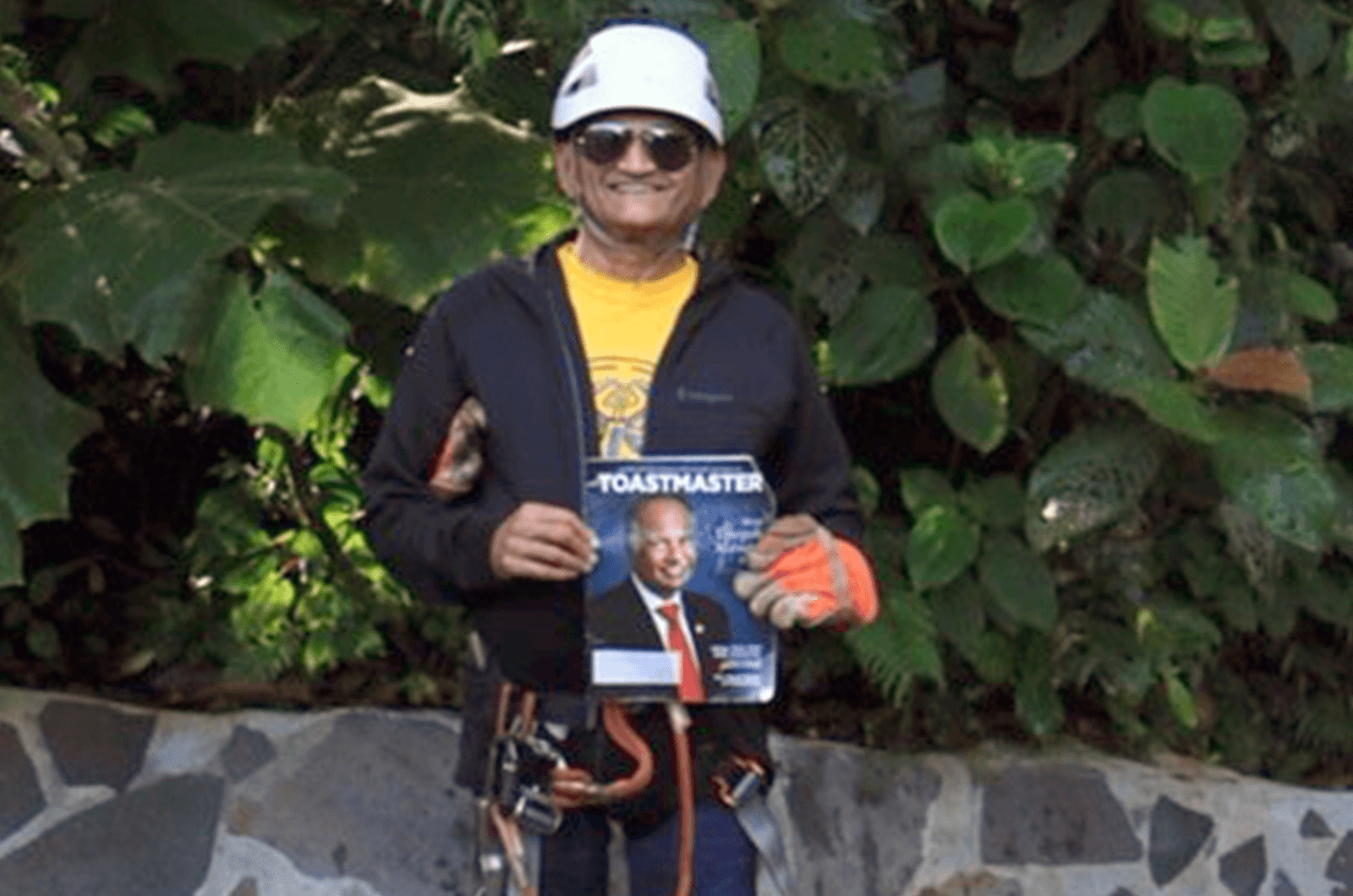 Dinesh Parekh of East Amherst, New York, prepares for a zip line ride in Monteverde, Costa Rica.