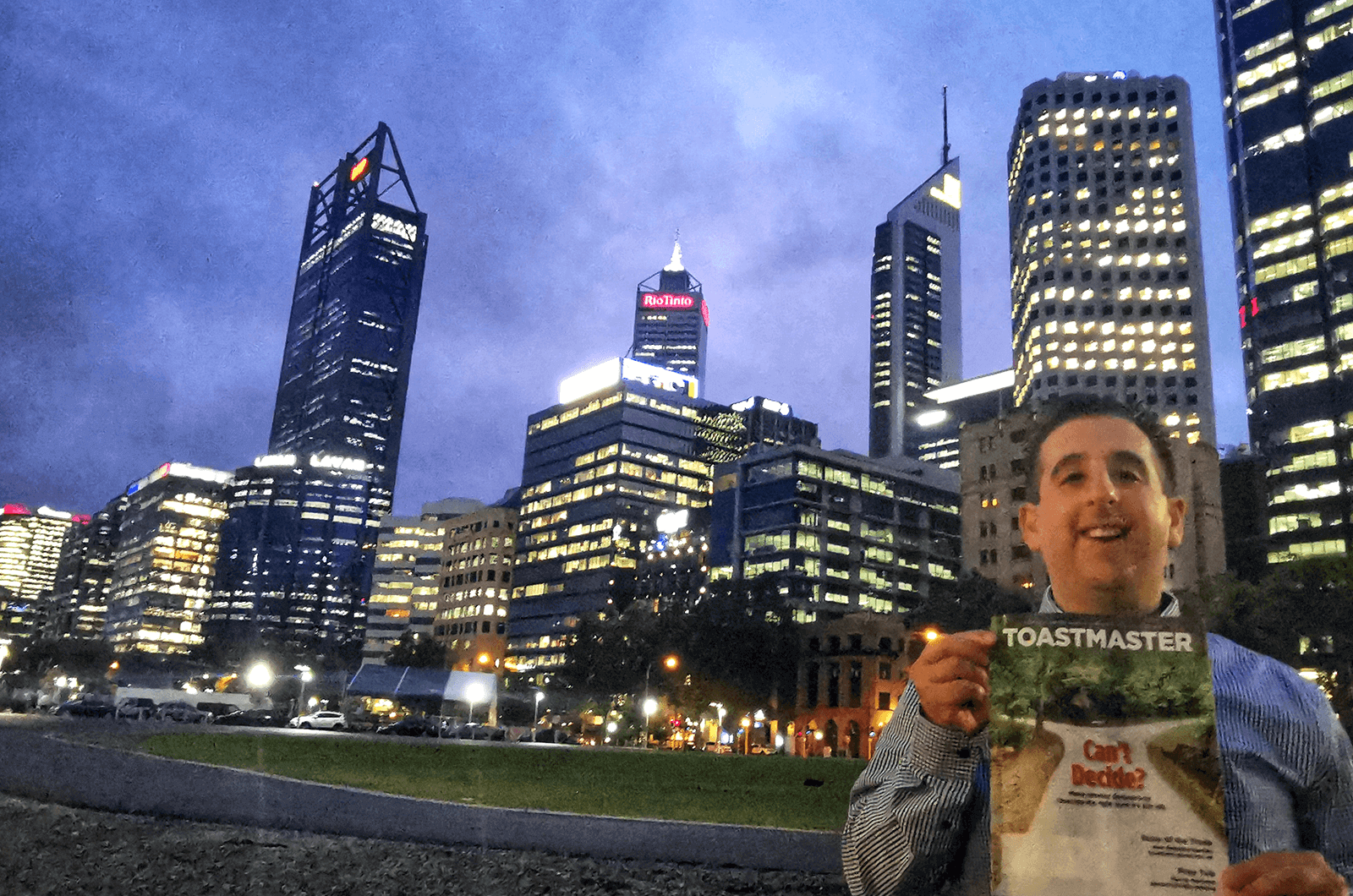 Matthew Carniel of Perth, Australia, enjoys the city lights of Perth.