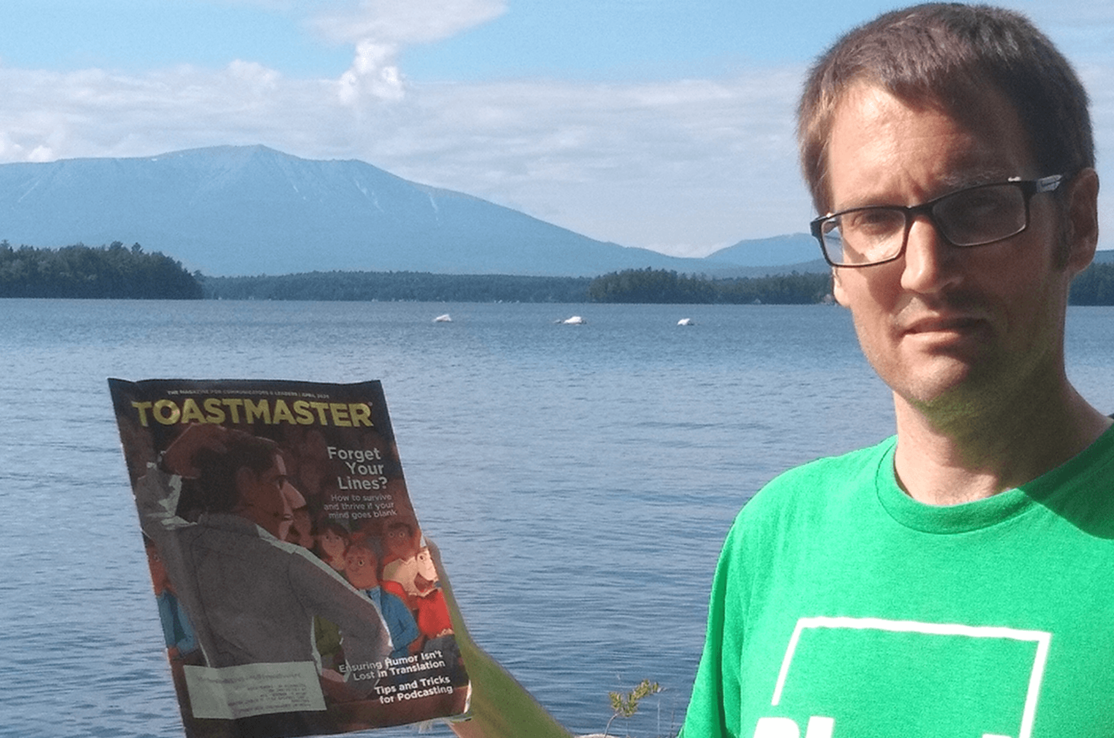 Jason Bubier, DTM, of Ellsworth, Maine, stands in the shadows of Mt. Katahdin—the highest mountain in Maine—at the end of the Appalachian Trail near Millinocket, Maine.