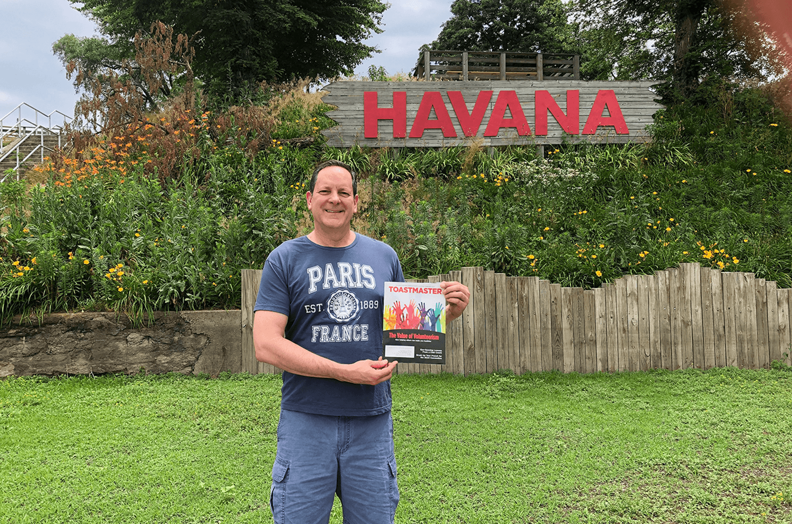 Richard Weindorfer of Chicago, Illinois, poses in Havana, Illinois, while wearing a Paris T-shirt and dreaming of traveling around the world.