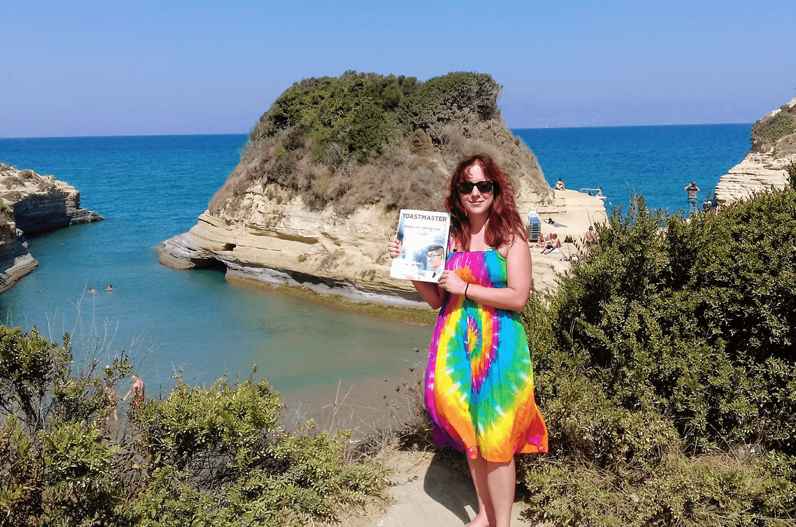 Krisztina Peterfay of Budapest, Hungary, stands near the Canal D’Amour of Sidari, Corfu, Greece. According to a legend, couples who swim through the cave together will always be partners.