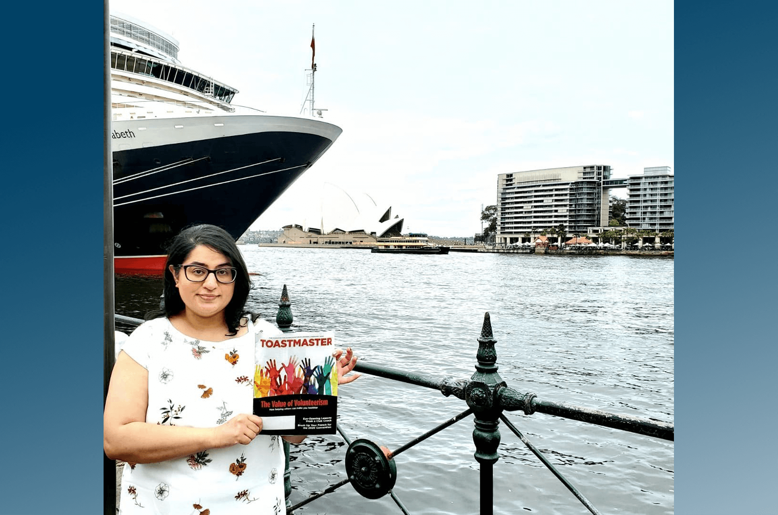 Sundeep Battu, DTM, of Mississauga, Ontario, Canada, snaps a photo in Sydney, New South Wales, Australia, with the Sydney Opera House in the distance.
