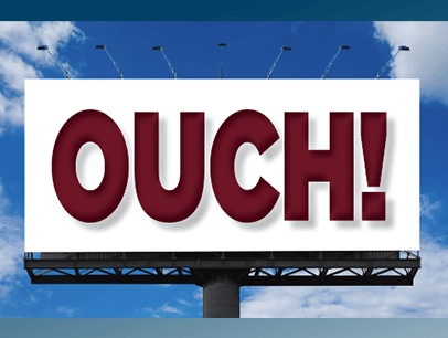 Billboard with the word ouch