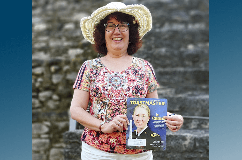 Terri Morris of Winston-Salem, North Carolina, stands at the base of the Chacchoben Mayan temple in Mexico, prior to the pandemic.