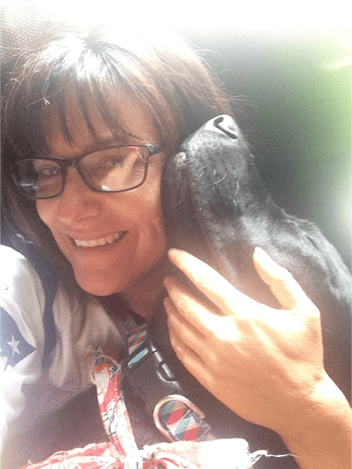 Jill Kimball and her dog, Bruin, of Monroe, New Hampshire.