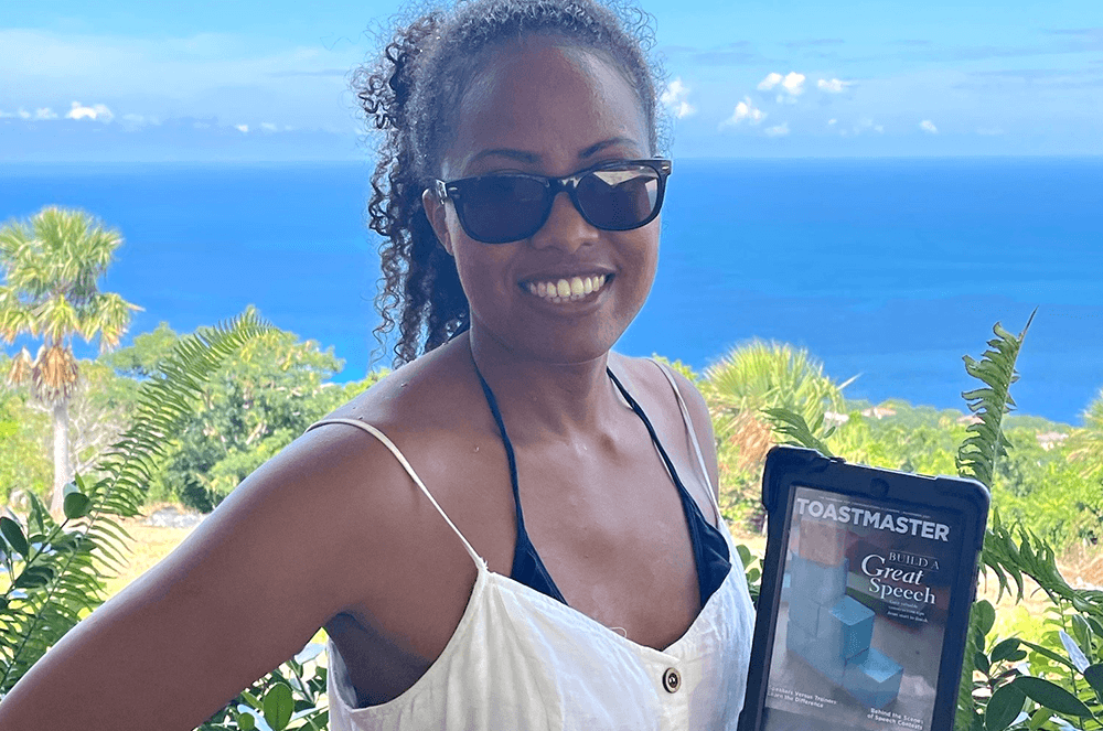 Sasha-Li Chinloy, DTM, of Mississauga, Ontario, Canada, takes in the scenic views in Montego Bay, Jamaica.