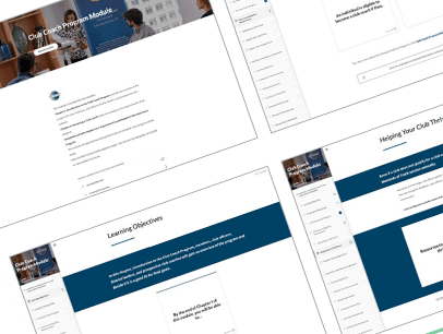 Club coach program module pages on Base Camp