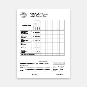 Table Topics™ Contest Judge's Guide And Ballot